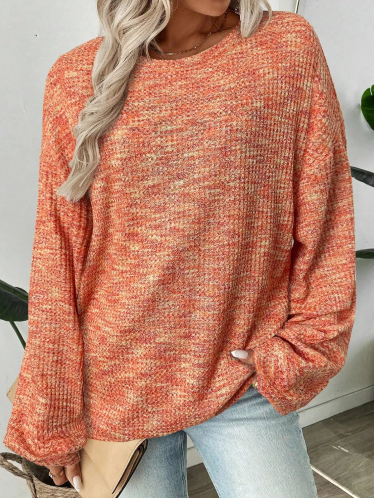 Space-Dyed Long Sleeve Waffle-Knit Top | STAHlin RADIANCE