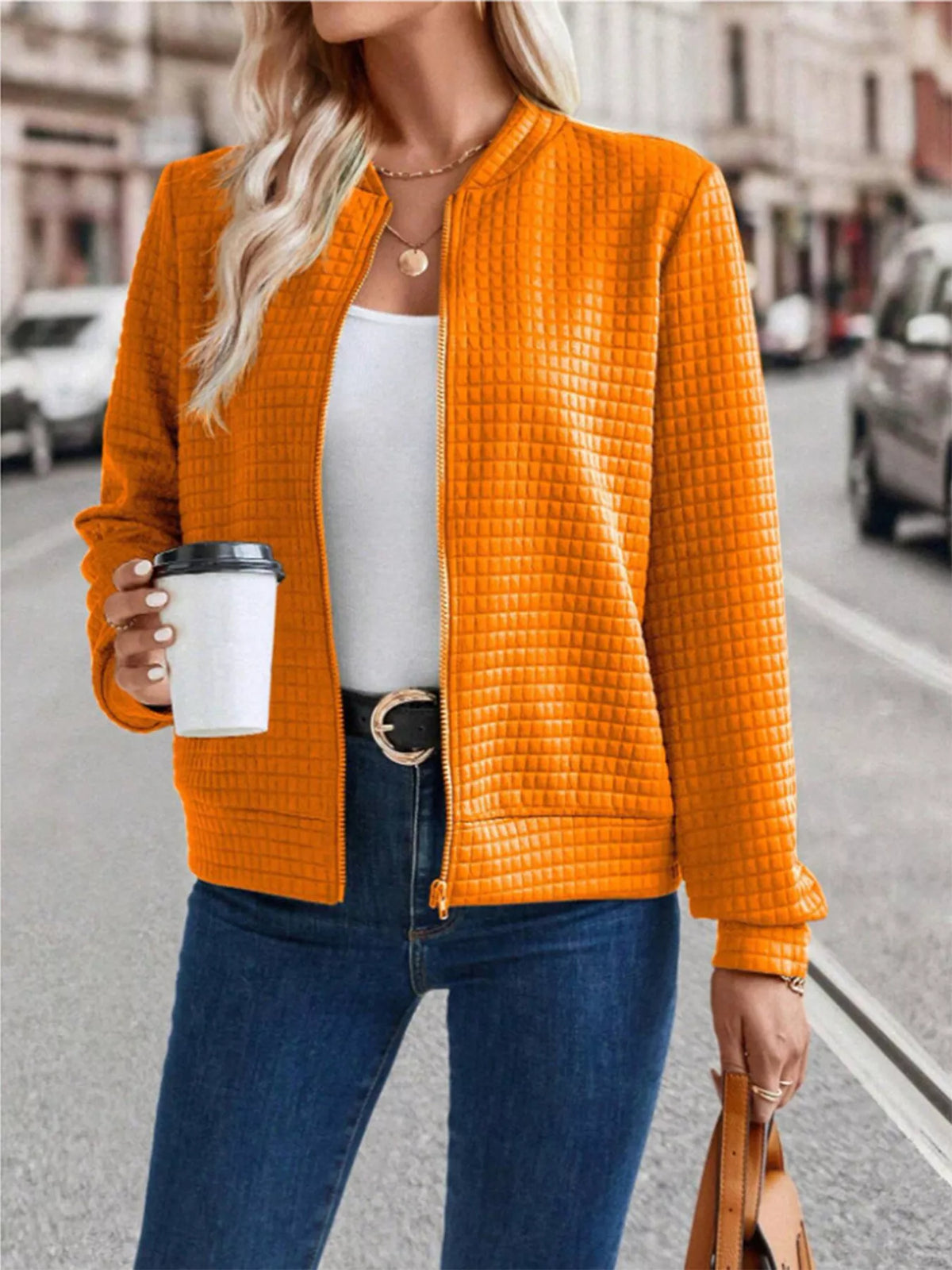 Textured Zip-Up Long Sleeve Jacket | STAHlin RADIANCE