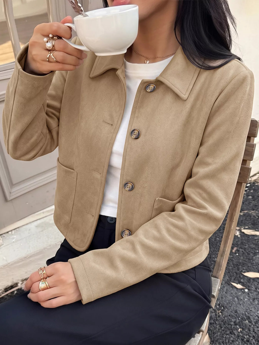 Collared Neck Button Up Jacket | STAHlin RADIANCE