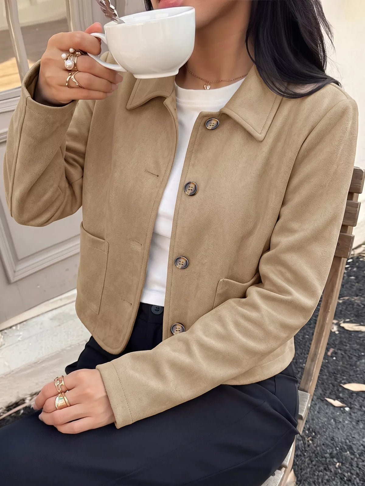 Collared Neck Button Up Jacket | STAHlin RADIANCE