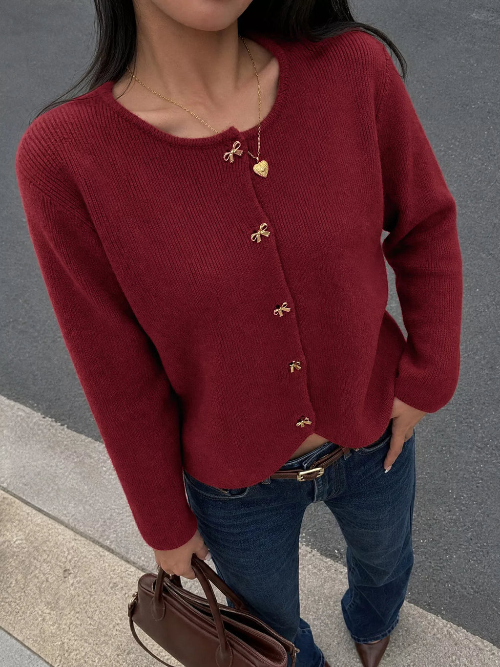 Bow Button Up Knit Cardigan | STAHlin RADIANCE