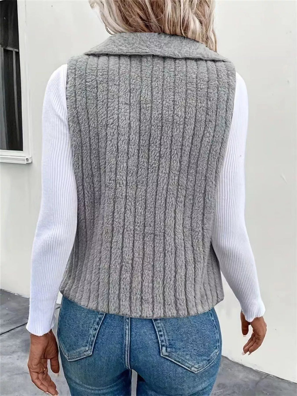 Cozy Fleece Open Front Vest Coat | STAHlin RADIANCE