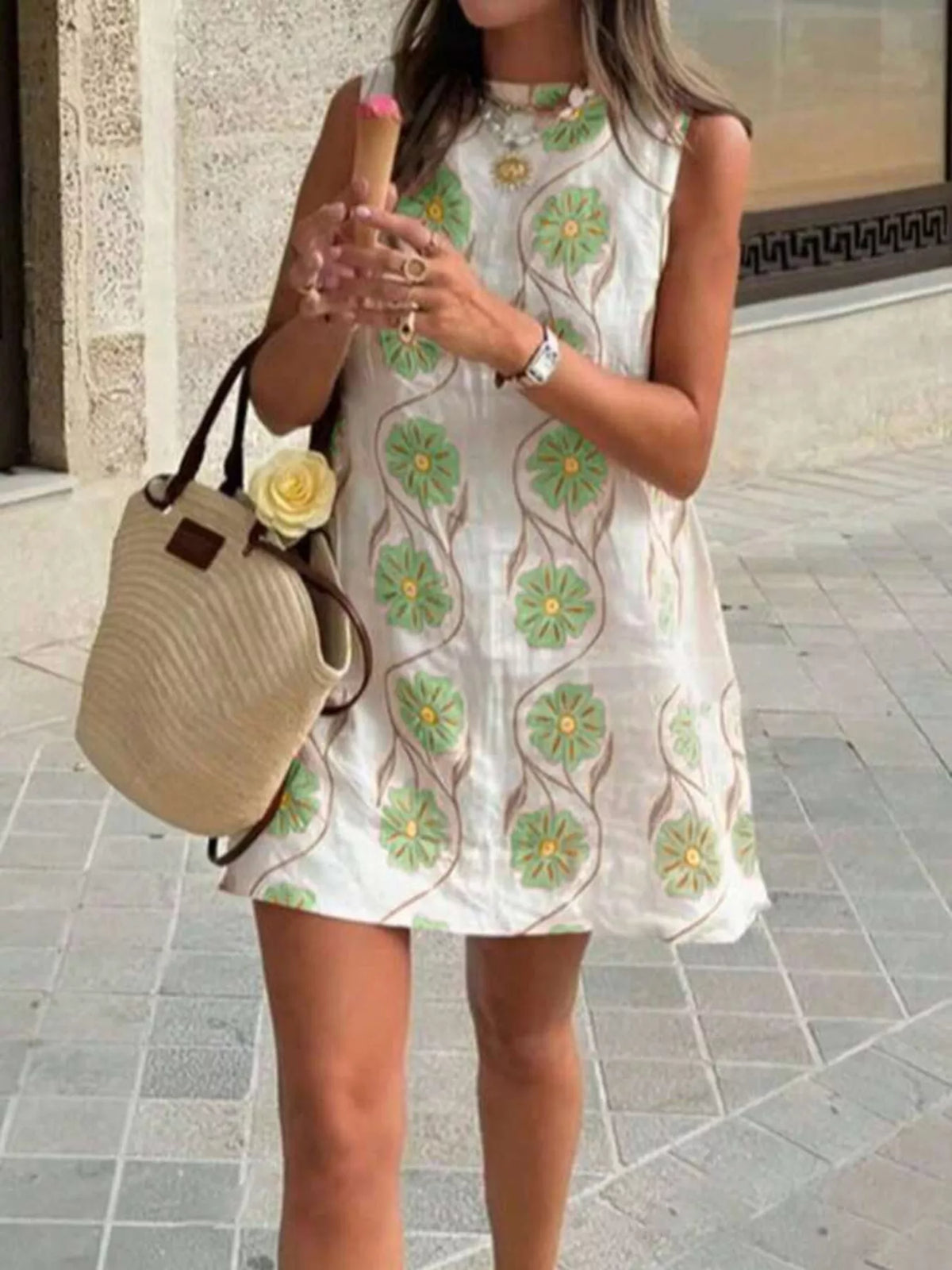 Floral Pattern Sleeveless Mini Dress | STAHlin RADIANCE