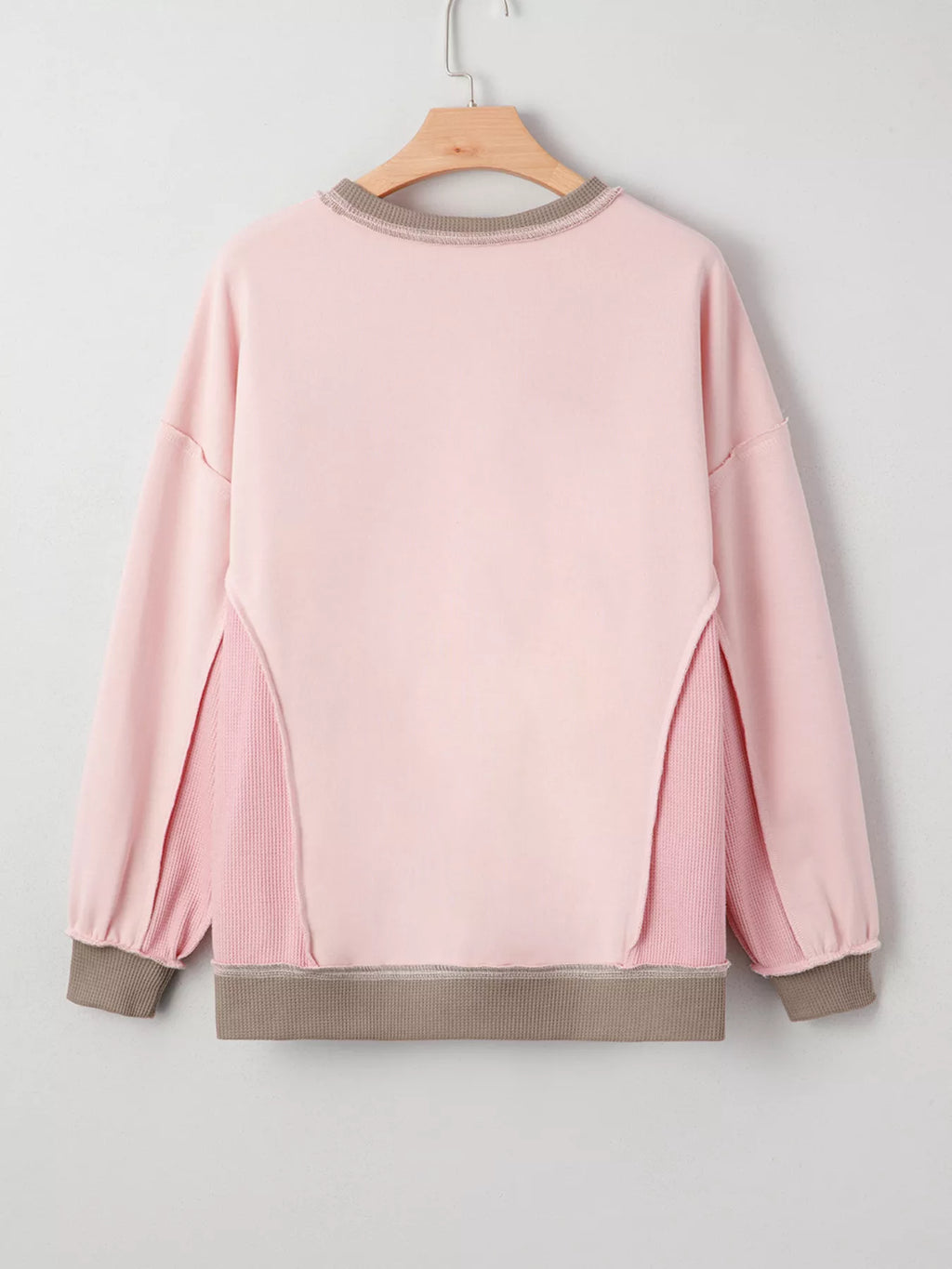 Color Block Mix Texture Waffle Patchwork Oversize Sweatshirt | STAHlin RADIANCE