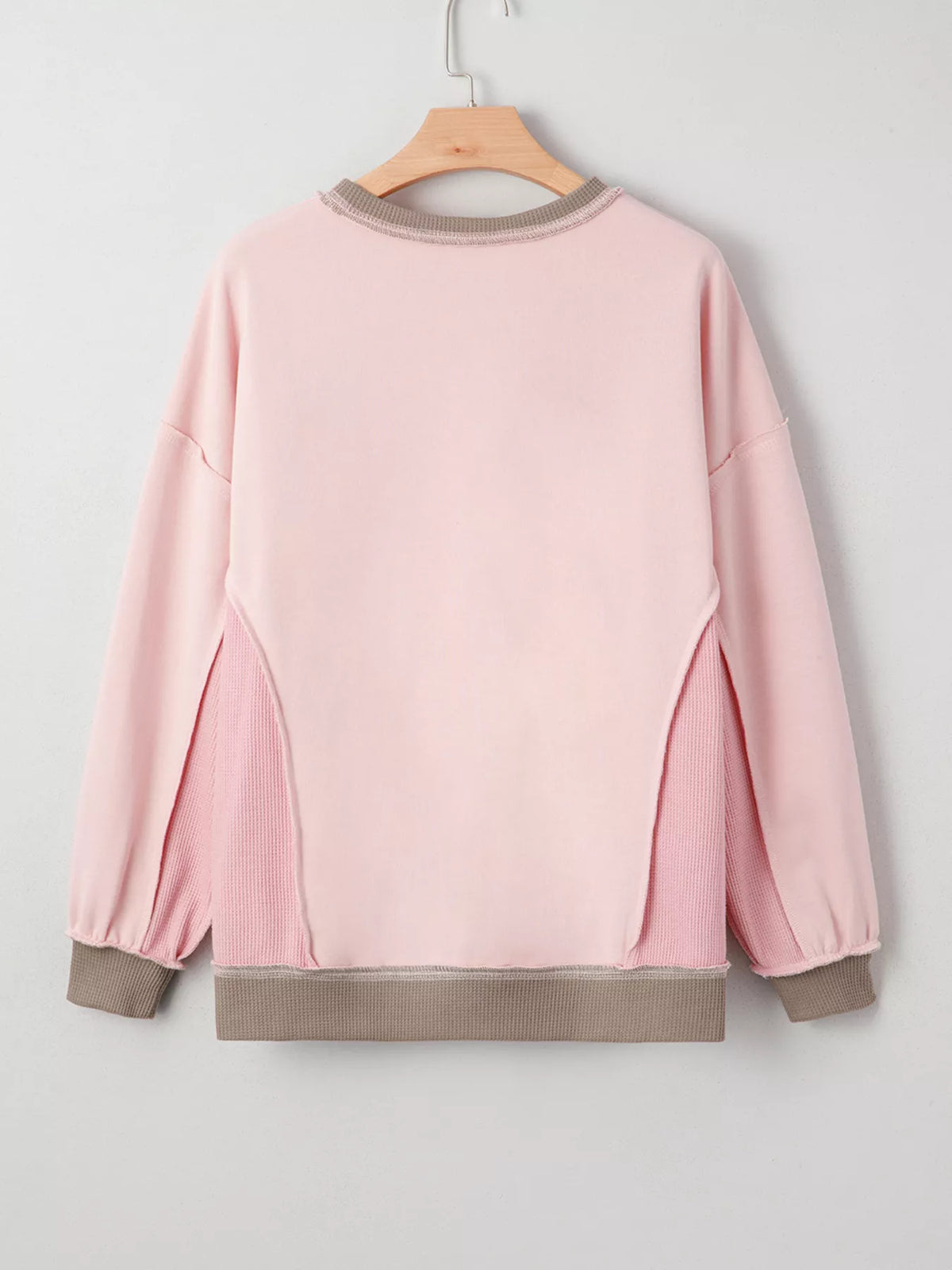 Color Block Mix Texture Waffle Patchwork Oversize Sweatshirt | STAHlin RADIANCE