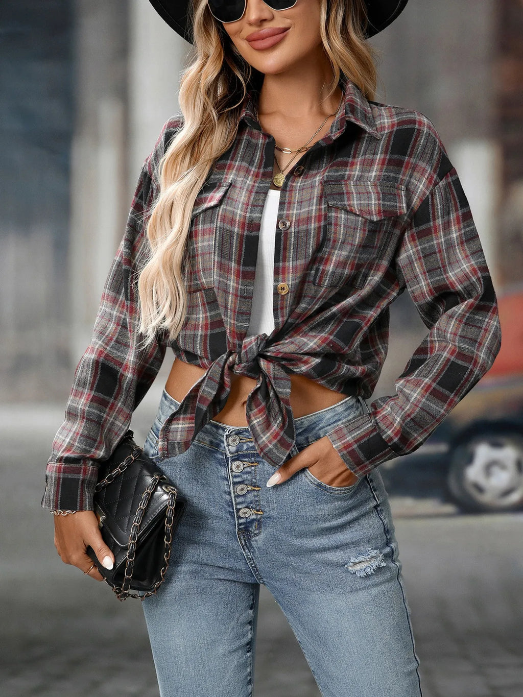 Oversized Plaid Button-Up Shirt | STAHlin RADIANCE