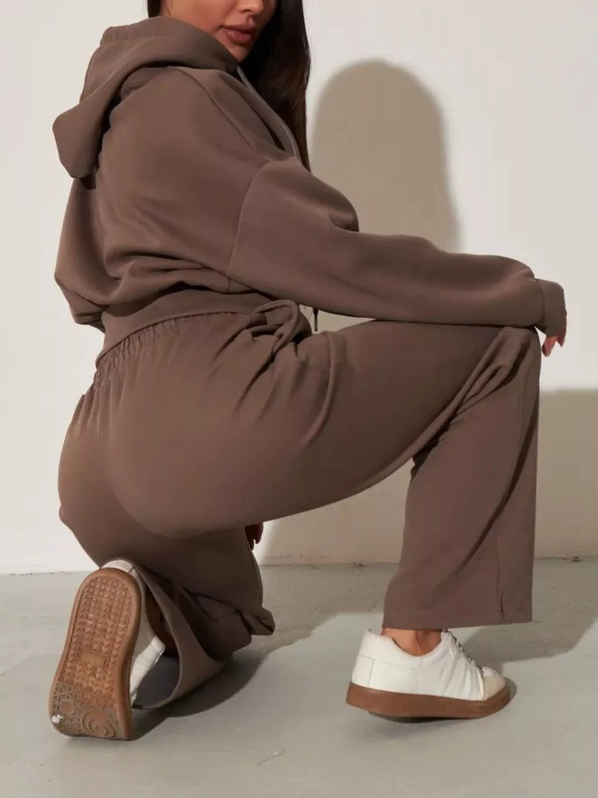 Zip-Up Hoodie and Wide-Leg Sweatpants Set | STAHlin RADIANCE