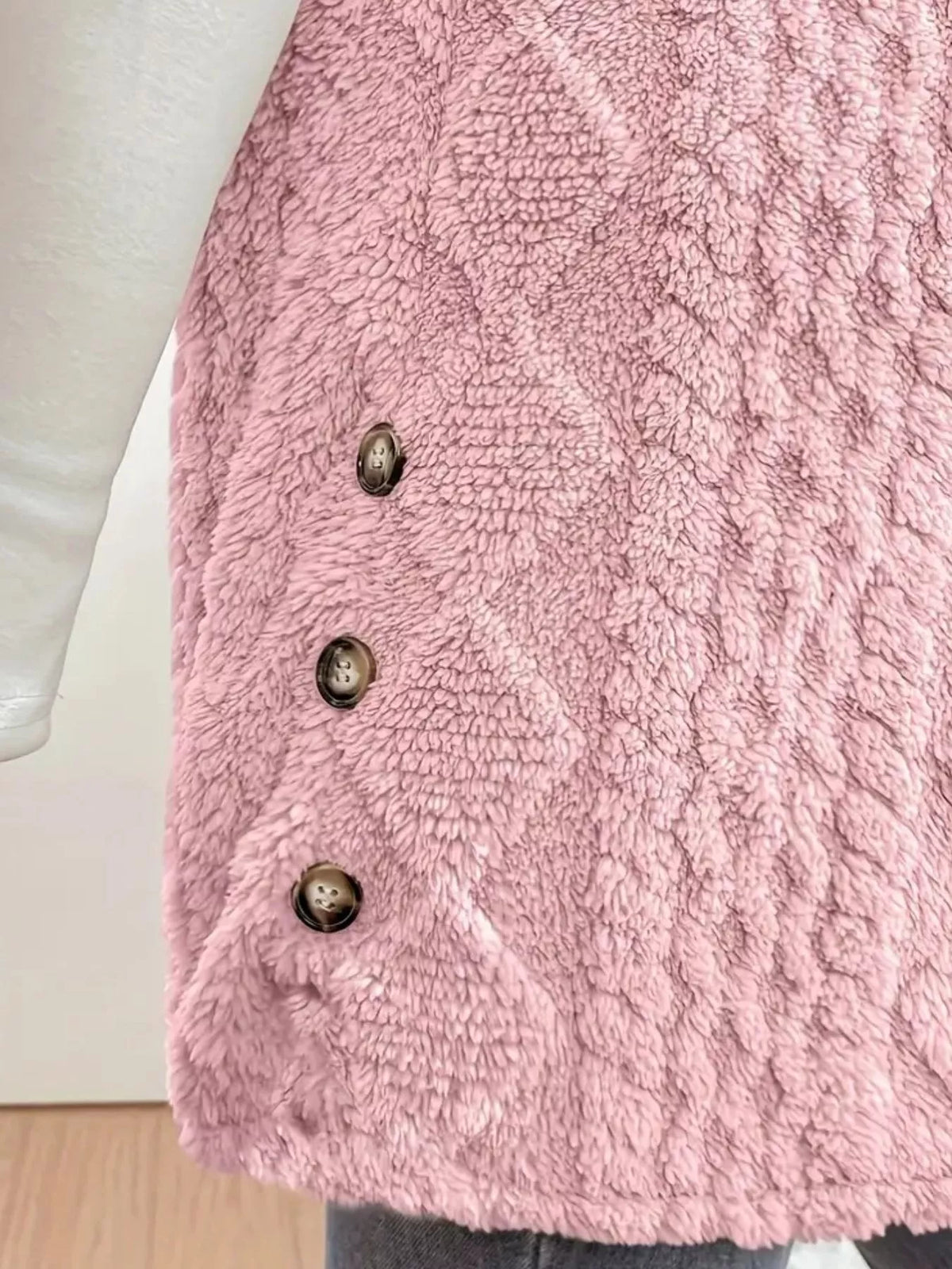 Hooded Button-Up Sherpa Vest Coat | STAHlin RADIANCE