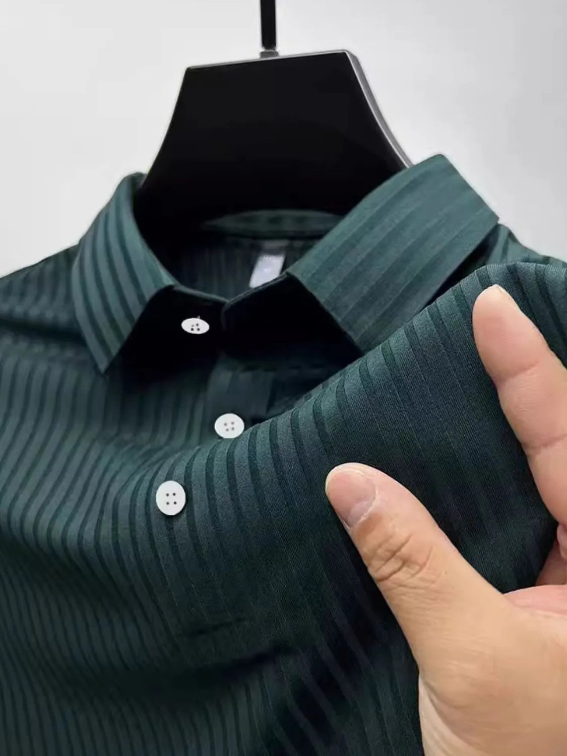 Men's Full Size Button Detail Short Sleeve Polo Plus Size | STAHlin RADIANCE