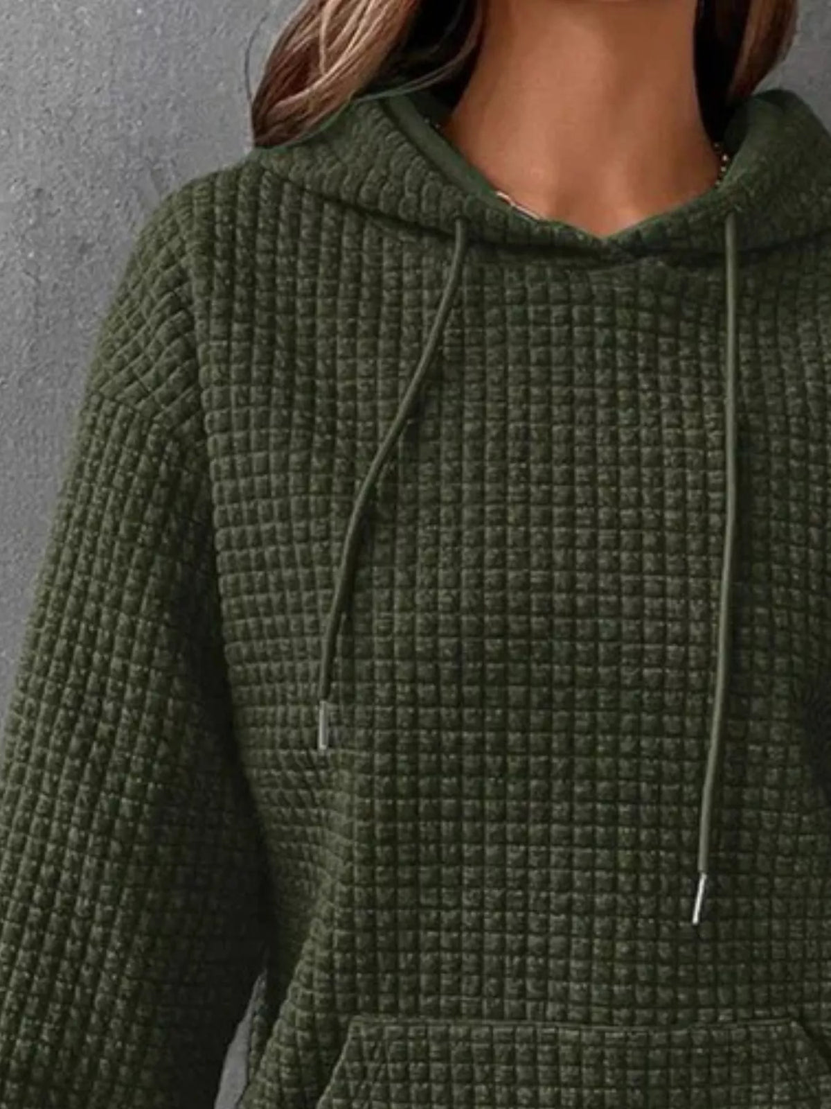 Full Size Textured Kangaroo Pocket Hoodie Plus Size | STAHlin RADIANCE