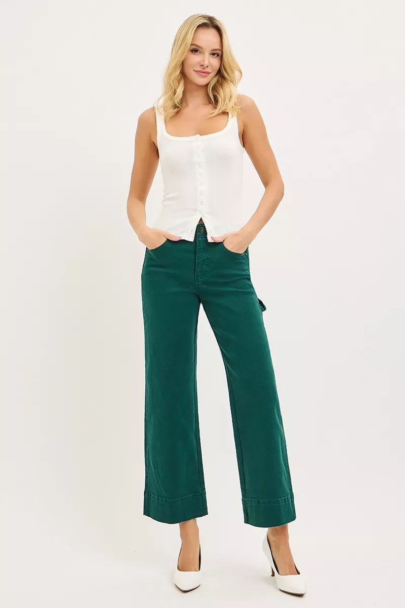 RISEN Tummy Control High Rise Crop Wide No Waist Band Pants | STAHlin RADIANCE