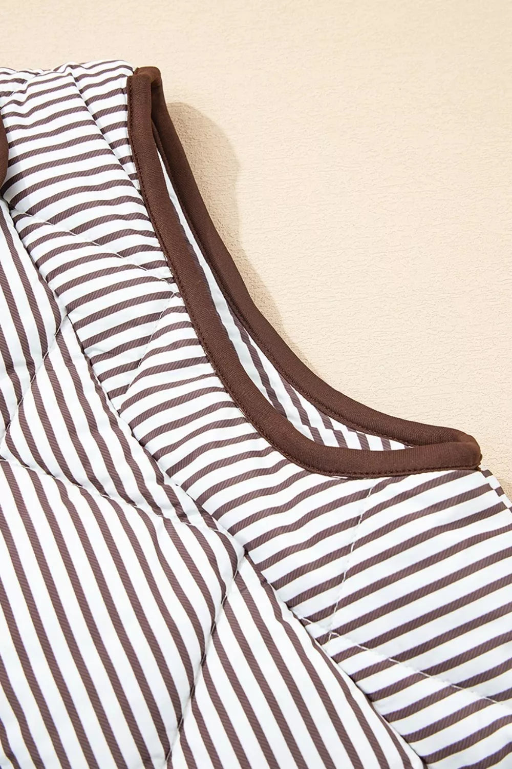 Stripe Quilted Wavy Hem Snap Button Vest | STAHlin RADIANCE
