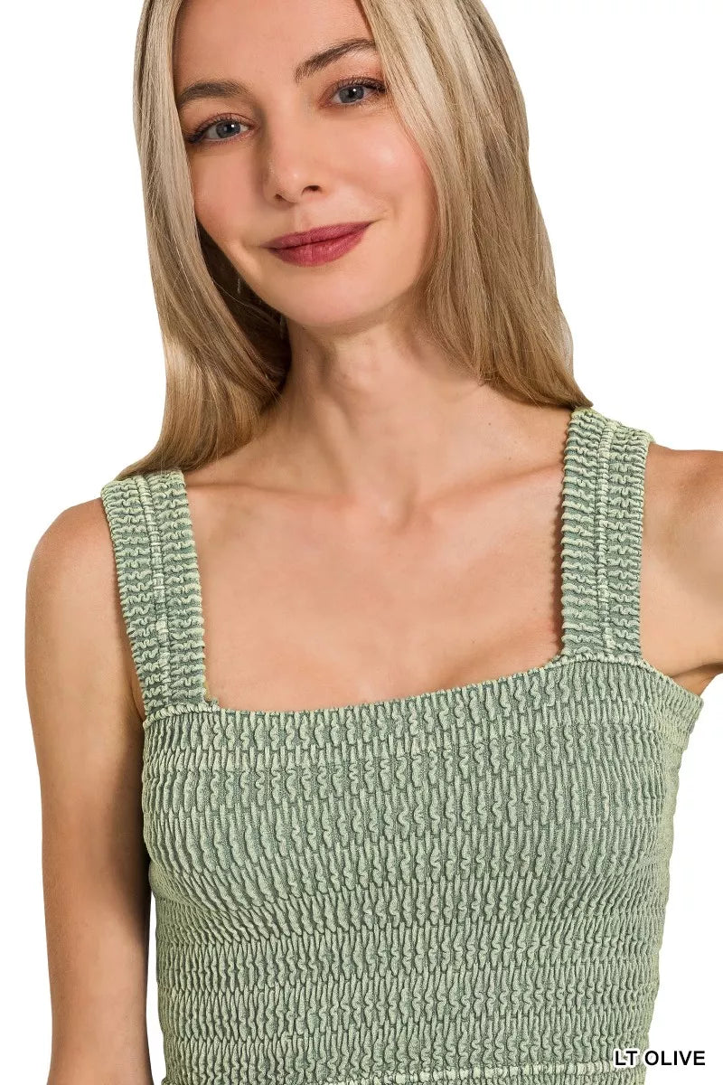 Zenana Seamless Winkle Stone Washed Bra Top | STAHlin RADIANCE
