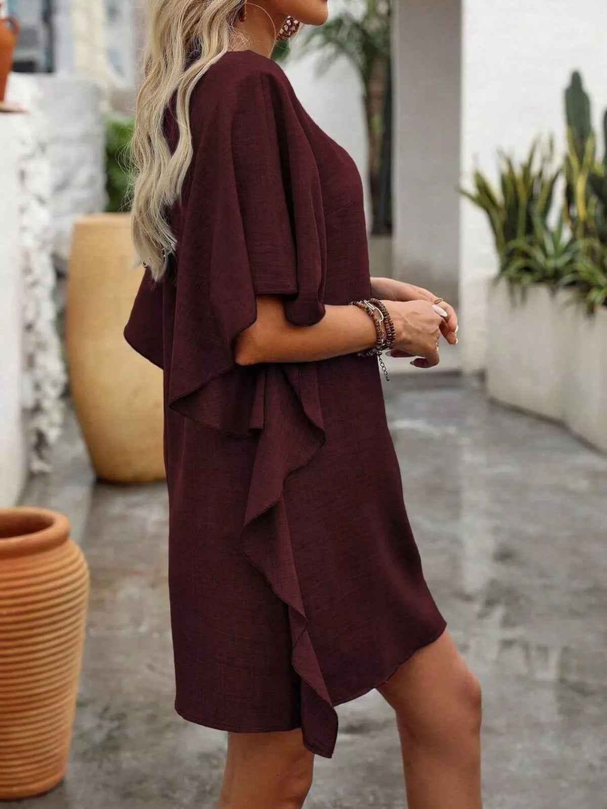 Ruffled Flutter Sleeve V-Neck Mini Dress | STAHlin RADIANCE