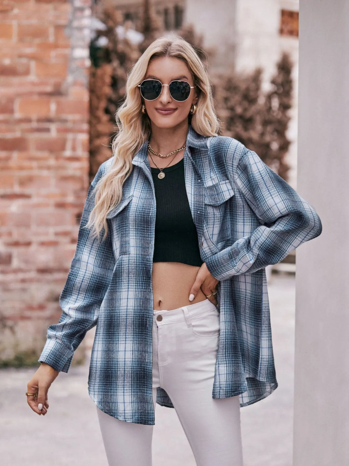 Plaid Button-Down Long Sleeve Shirt | STAHlin RADIANCE
