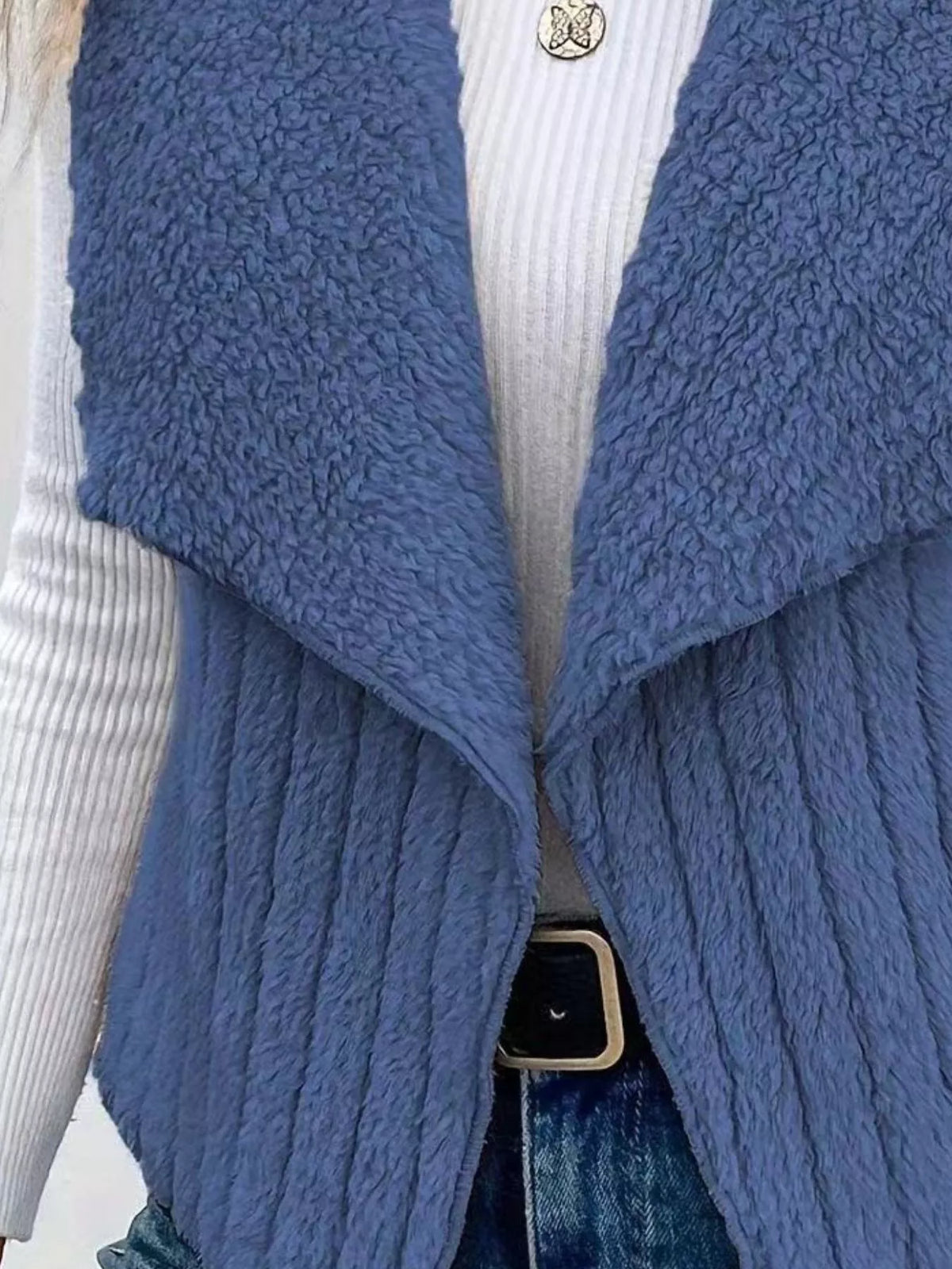 Cozy Fleece Open Front Vest Coat | STAHlin RADIANCE
