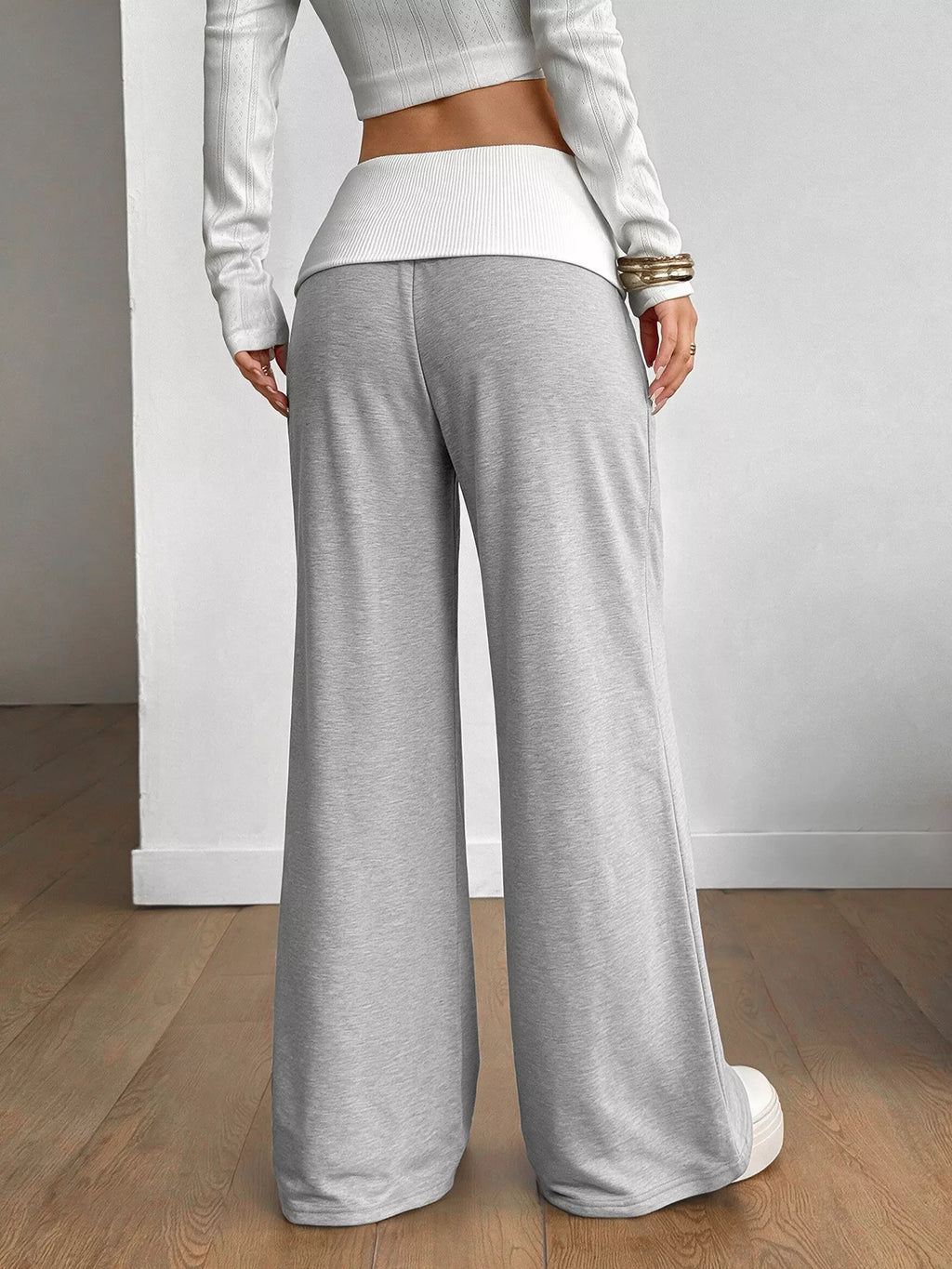 High-Waisted Wide-Leg Contrast Pants | STAHlin RADIANCE