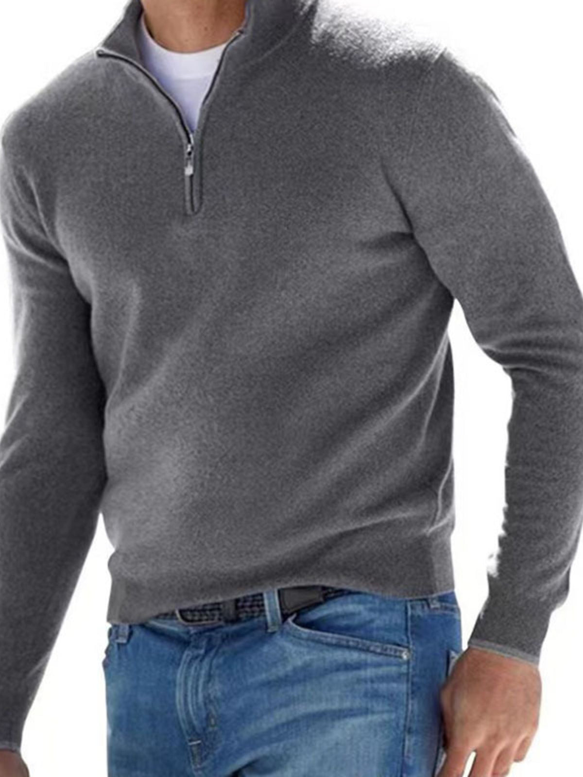 Men's Full Size Quarter-Zip Long Sleeve Sweater Plus Size | STAHlin RADIANCE