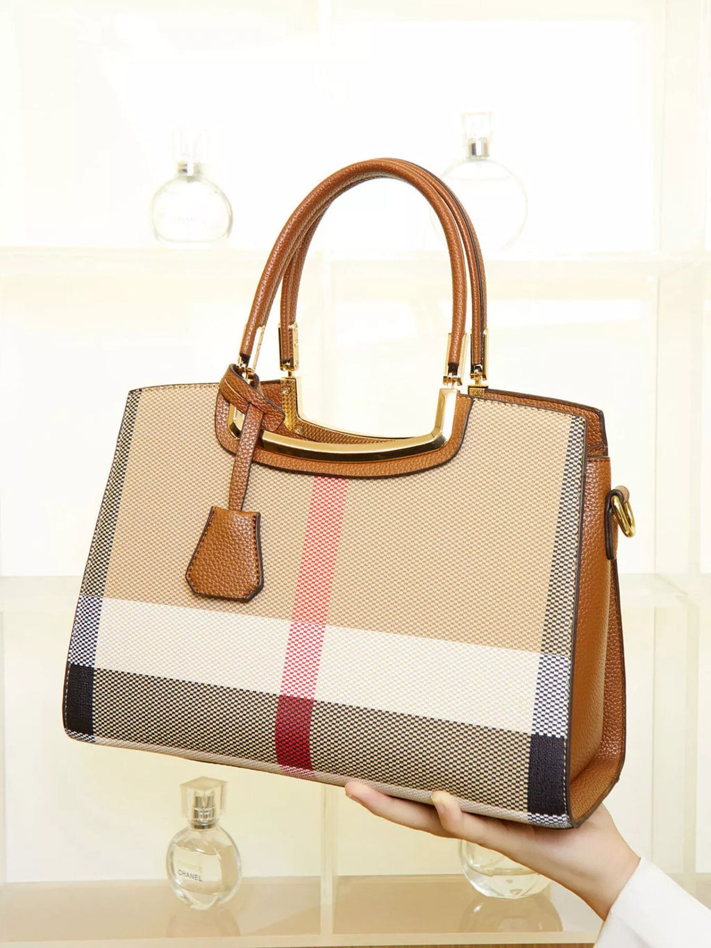 Plaid Top Handle Handbag | STAHlin RADIANCE