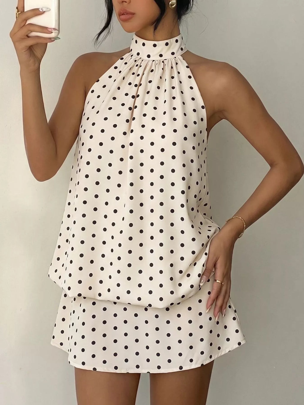 Polka Dot Halter Neck Mini Dress | STAHlin RADIANCE