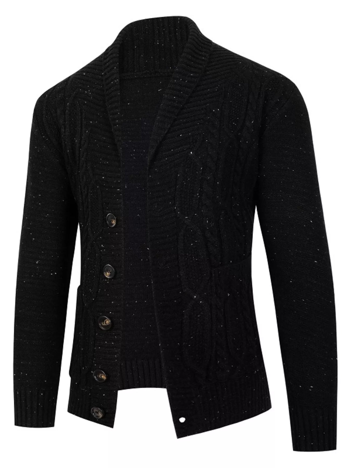 Men's Plus Size Speckled Cable Knit Shawl Collar Cardigan | STAHlin RADIANCE