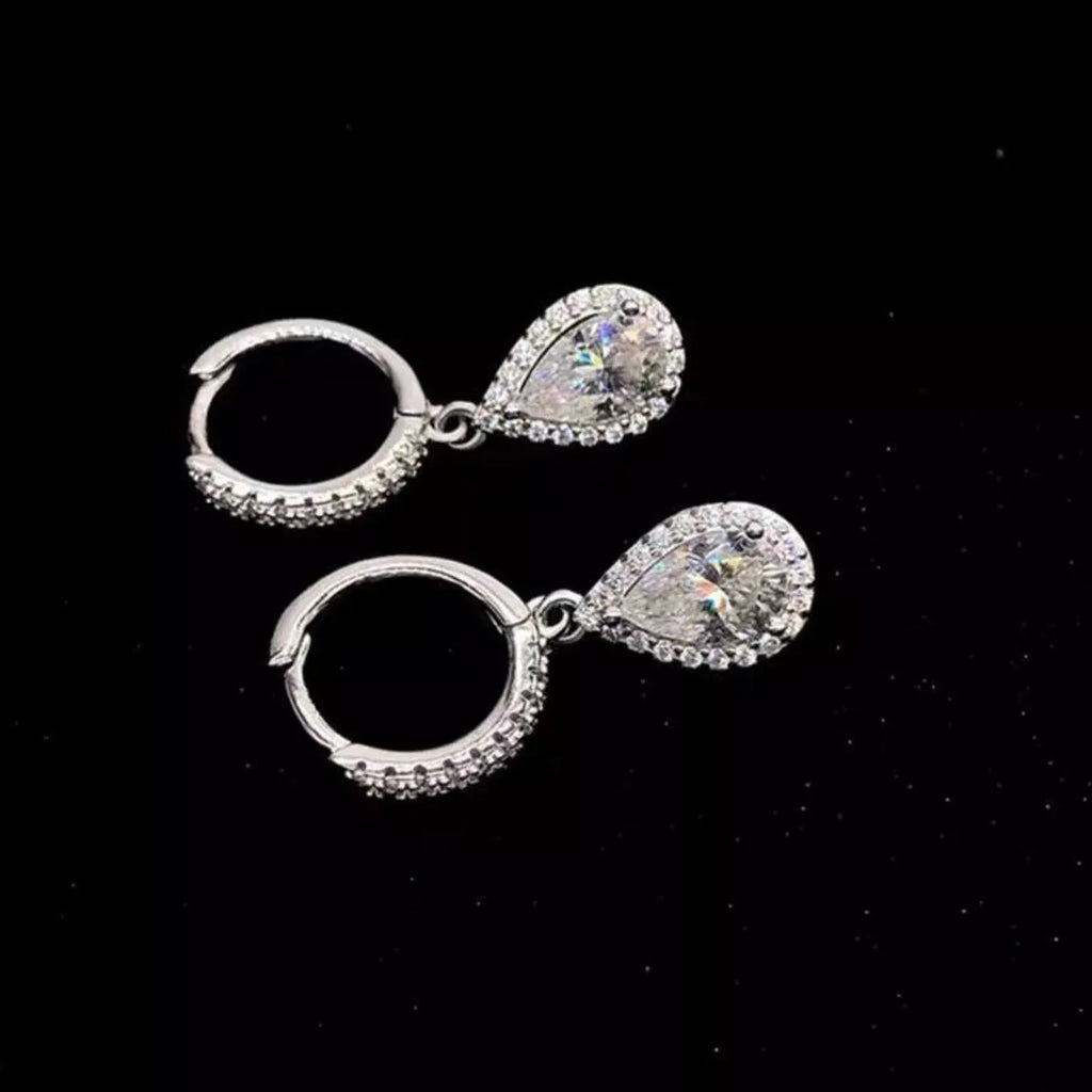1 Carat 925 Sterling Silver Moissanite Hoop Teardrop Earrings | STAHlin RADIANCE