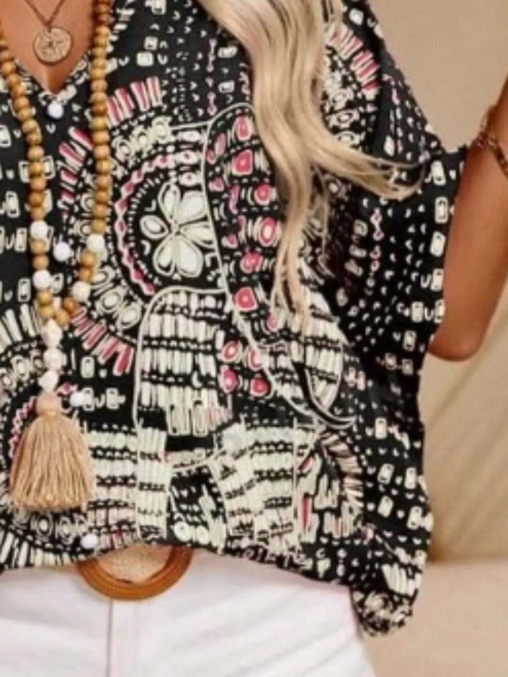 Printed V-Neck Half Sleeve Top | STAHlin RADIANCE