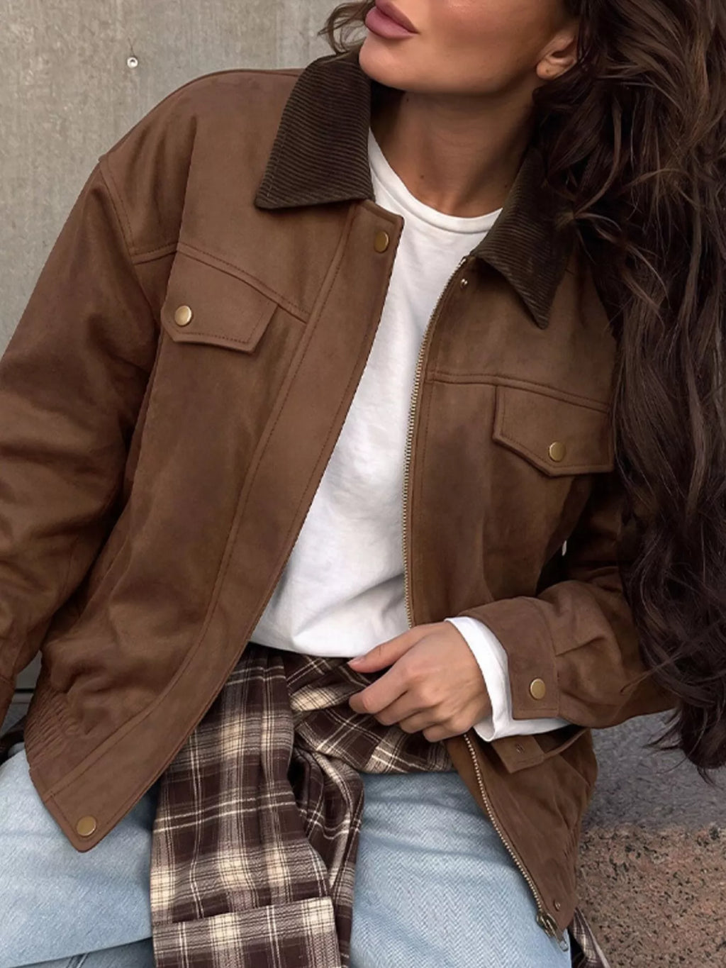 Corduroy Collar Zip-Up Jacket | STAHlin RADIANCE