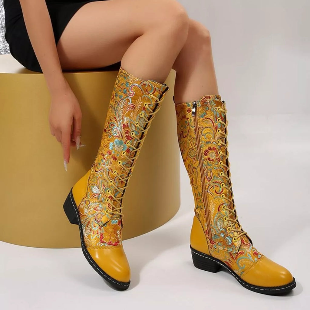 Lace Up Block Heels Boots | STAHlin RADIANCE