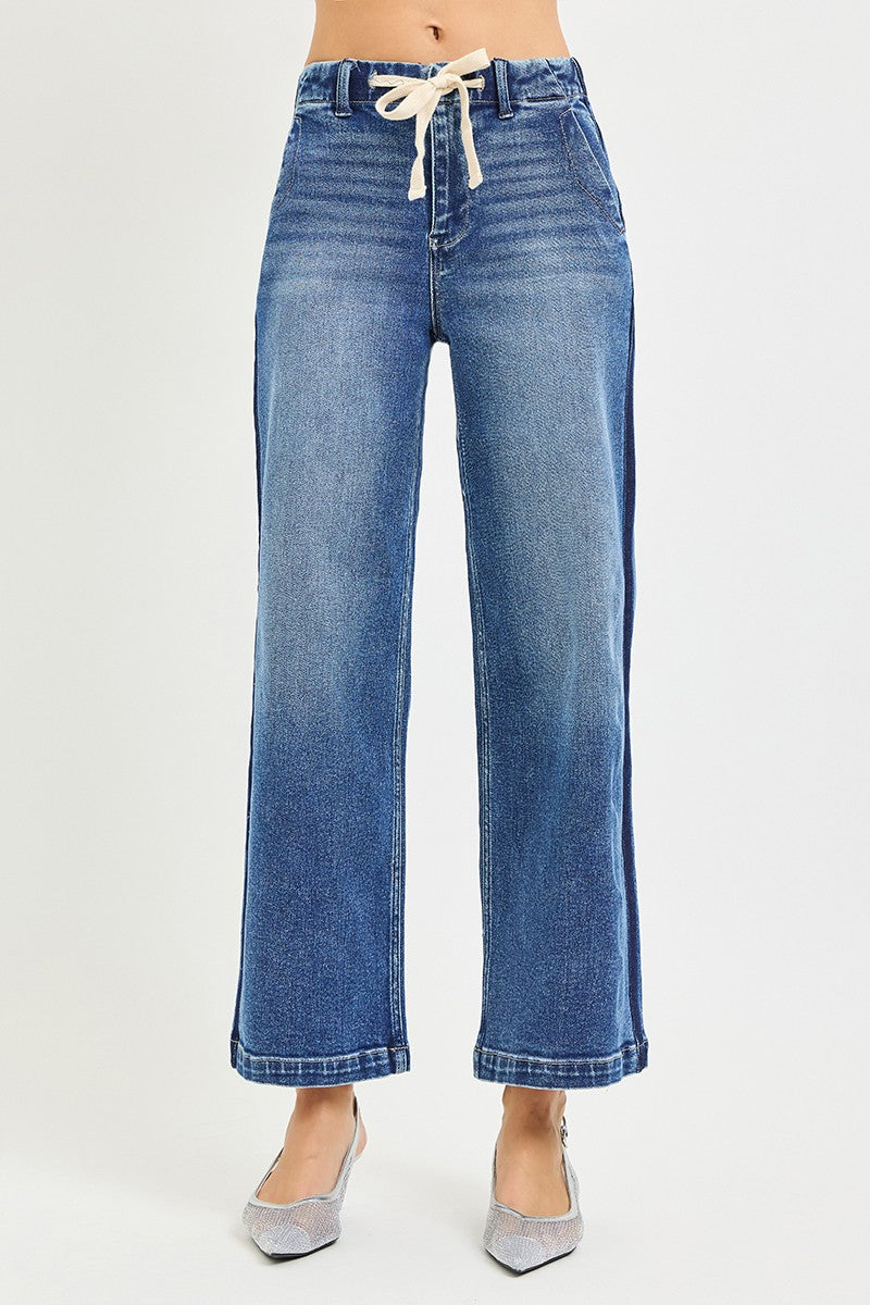 RISEN Elastic Band High Rise Cropped Wide Jeans | STAHlin RADIANCE