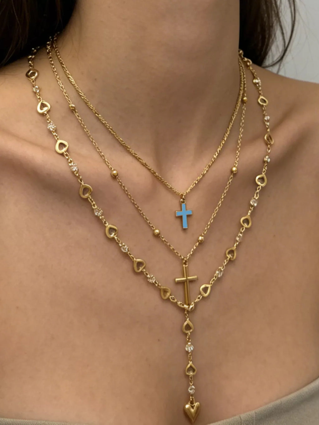 Layered Cross and Heart Necklace | STAHlin RADIANCE