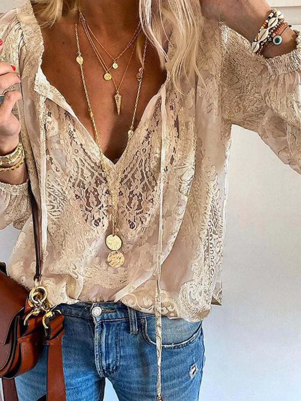 Lace Tie-Neck Blouse | STAHlin RADIANCE