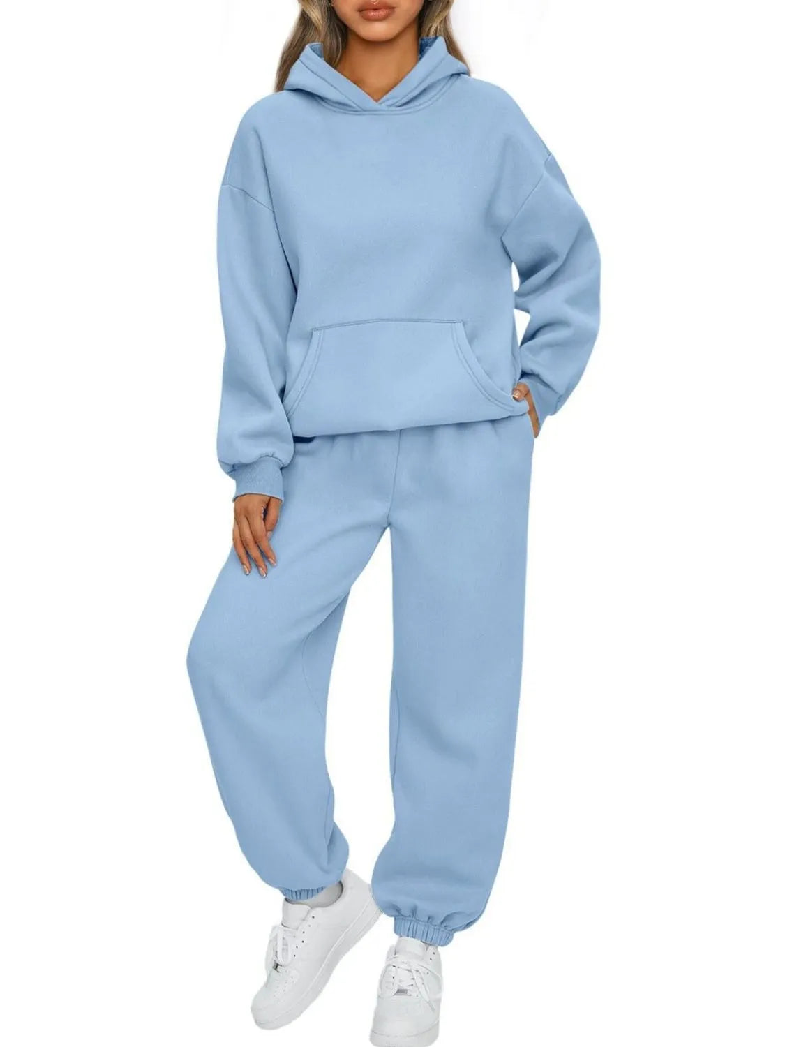 Full Size Kangaroo Pocket Hoodie and Joggers Set Plus Size | STAHlin RADIANCE