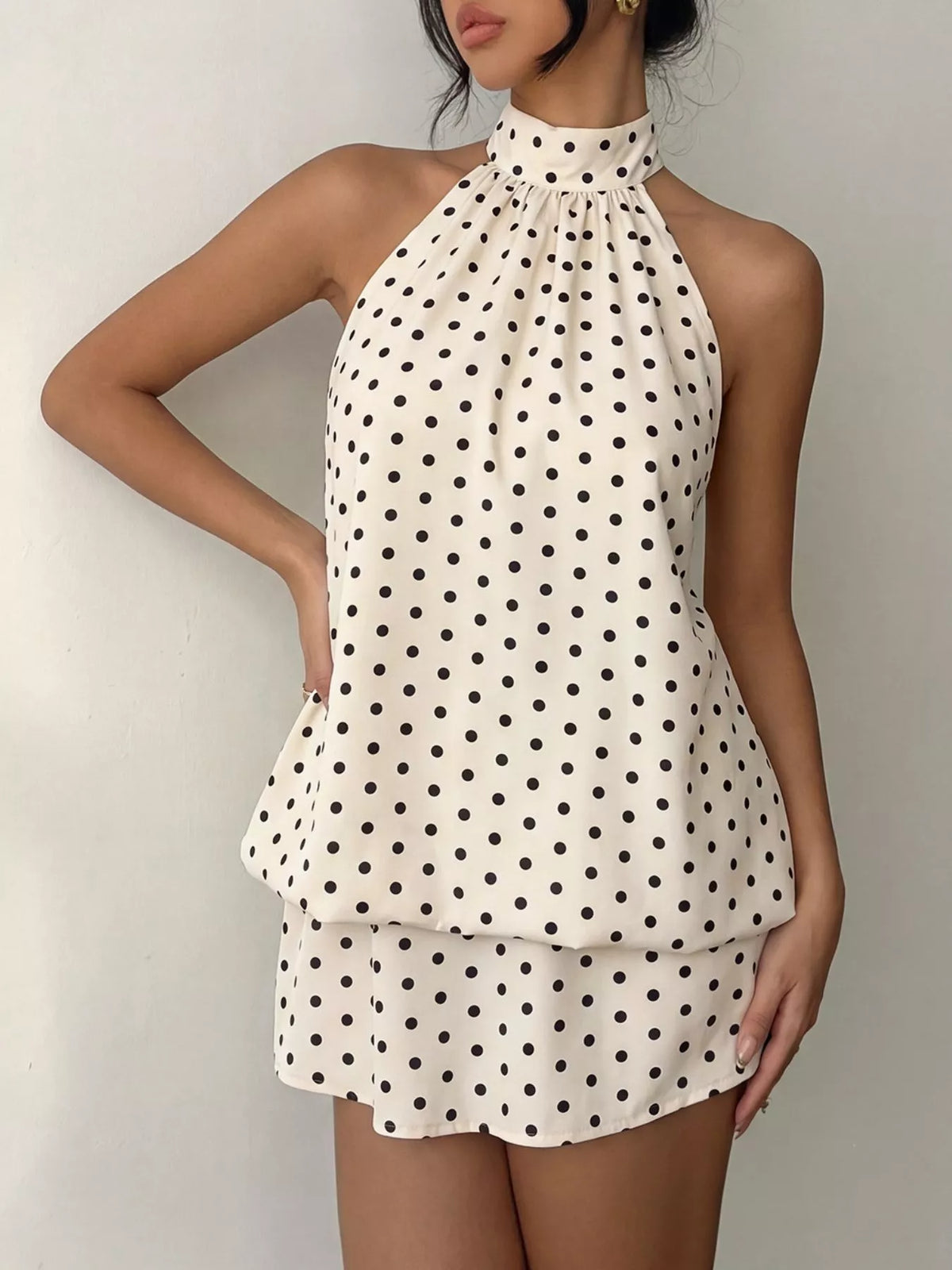Polka Dot Halter Neck Mini Dress | STAHlin RADIANCE