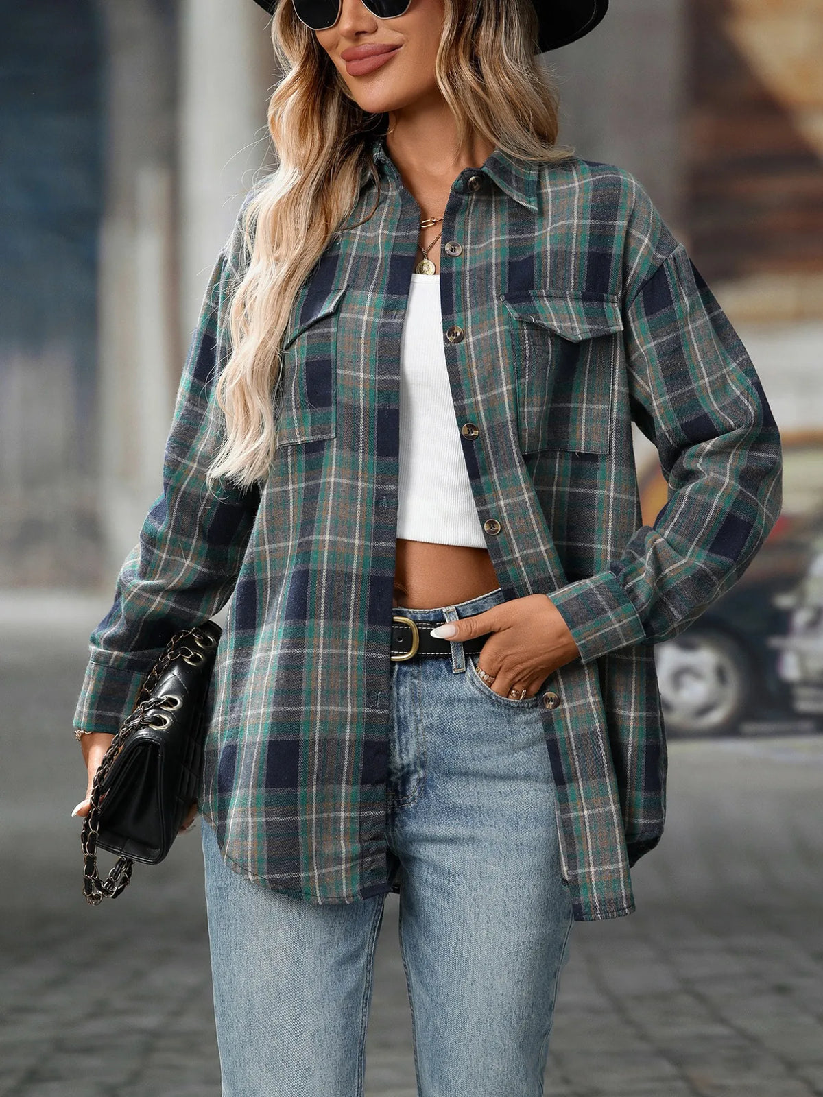 Oversized Plaid Button-Up Shirt | STAHlin RADIANCE