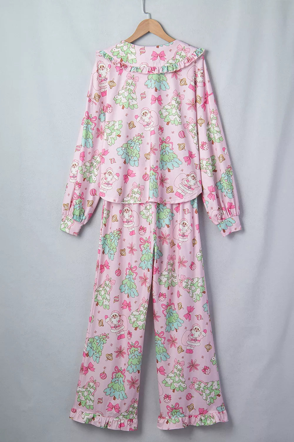 Christmas Print Button Front Long Sleeve Lounge Set | STAHlin RADIANCE