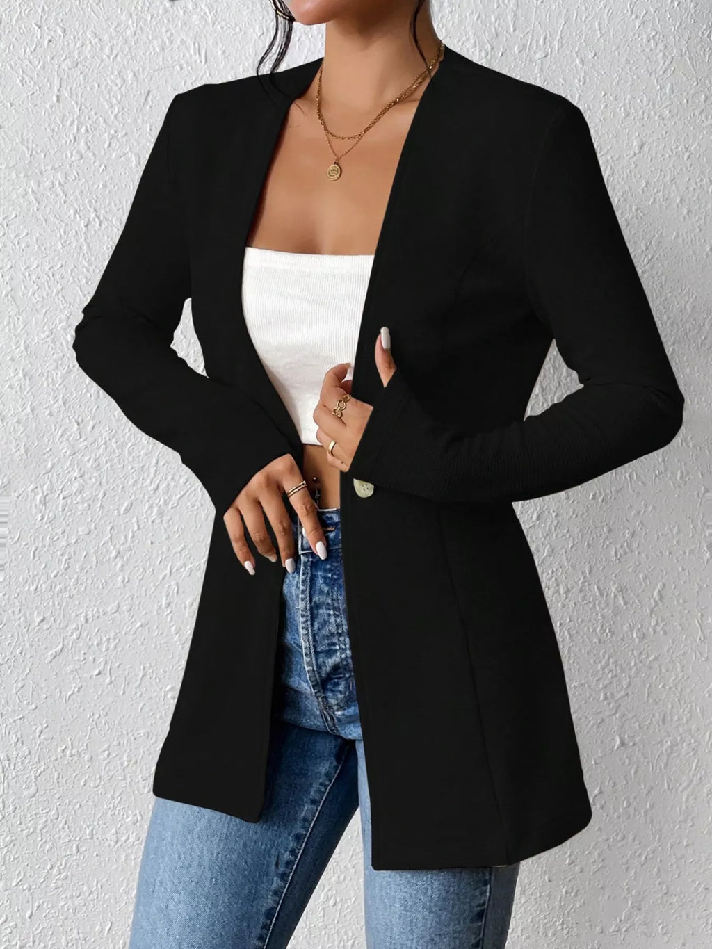 One Button Long Sleeve Blazer | STAHlin RADIANCE