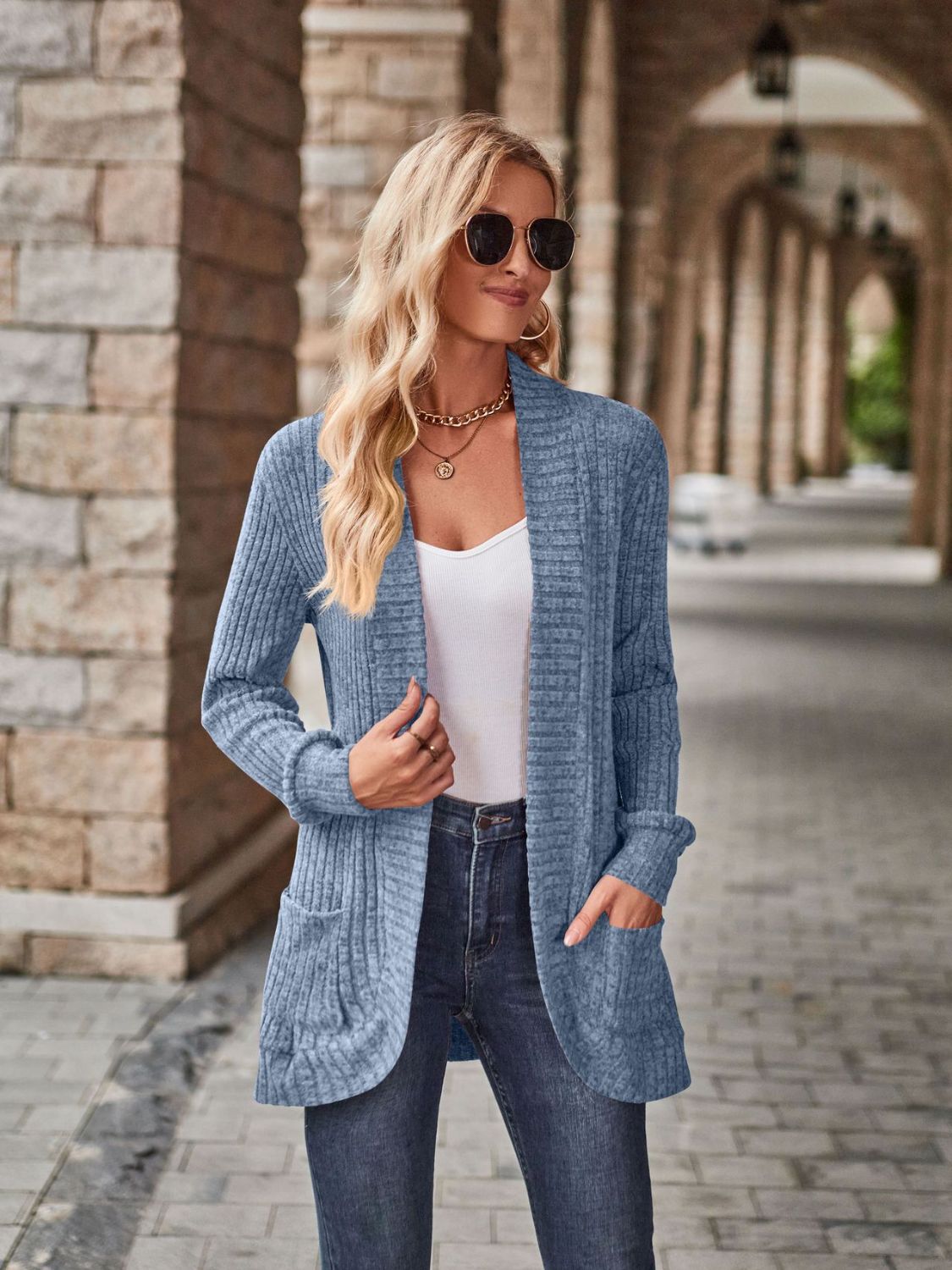 Open Front Cardigan with Pockets | STAHlin RADIANCE