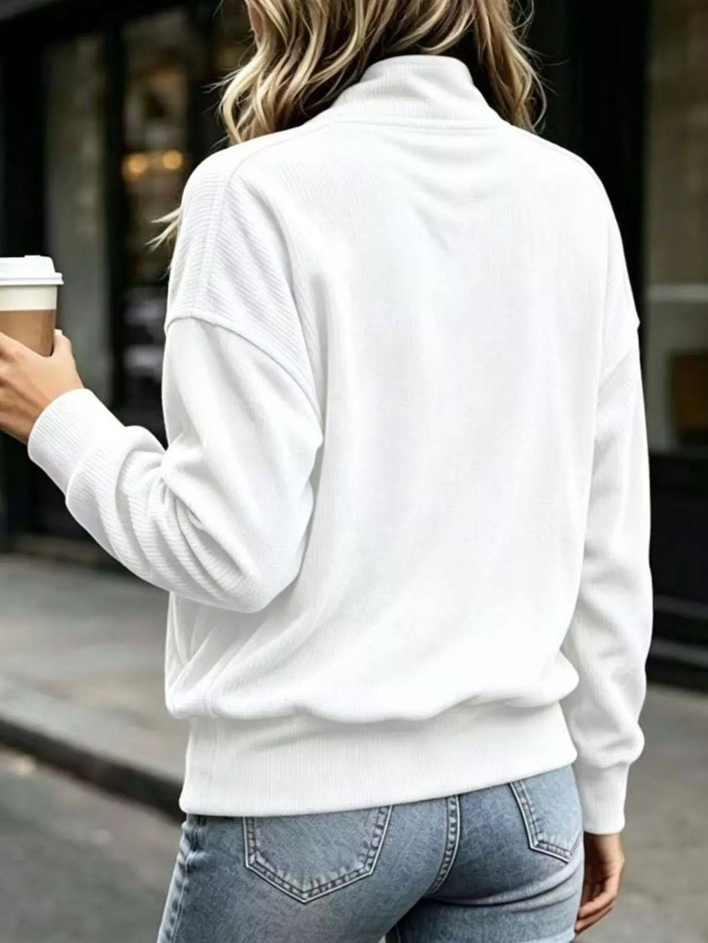 Full Size Quarter Snap Kangaroo Pocket Sweatshirt Plus Size | STAHlin RADIANCE