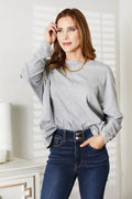 Double Take Seam Detail Round Neck Long Sleeve Top | STAHlin RADIANCE