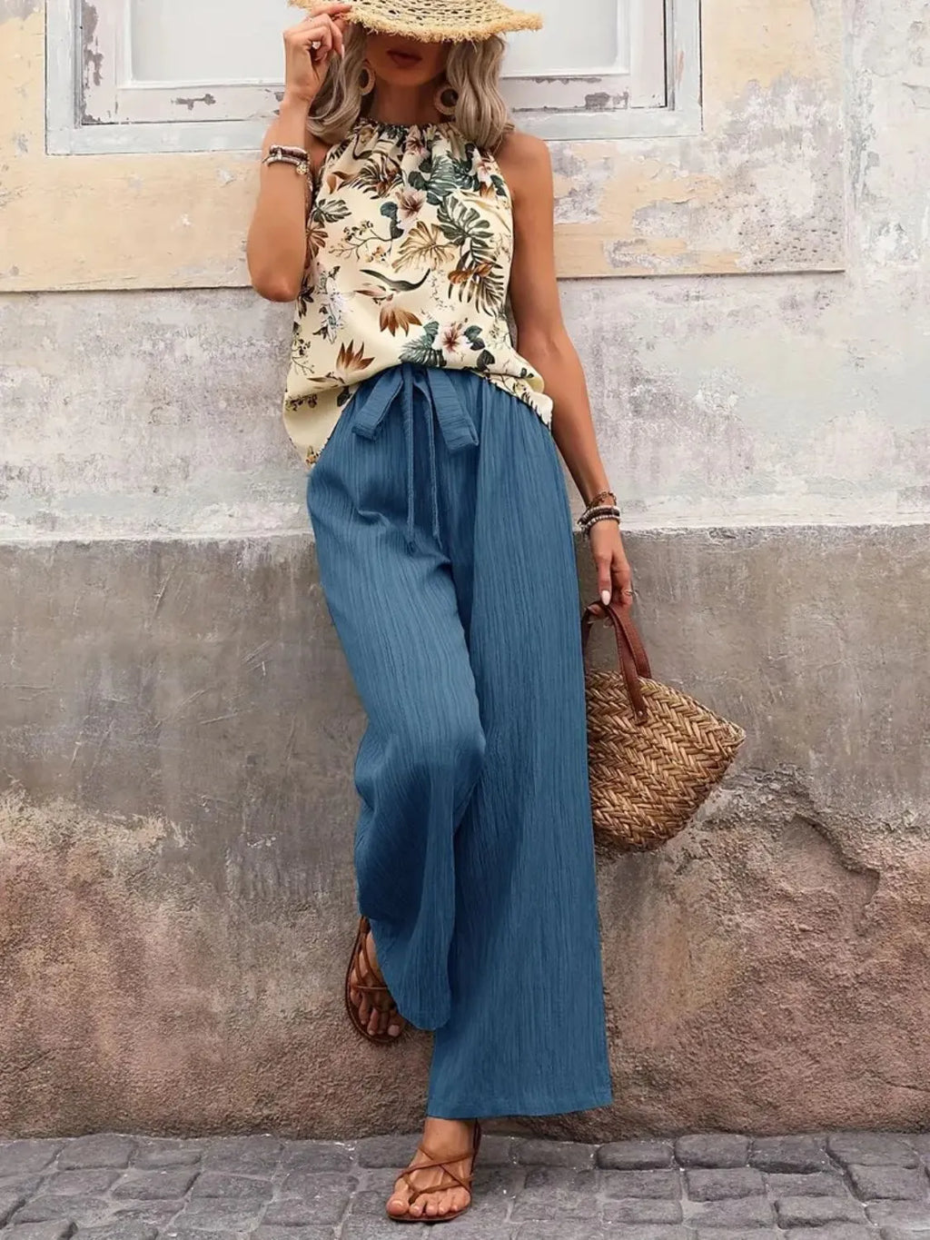 Printed Tank Top and Wide Leg Pants Set | STAHlin RADIANCE