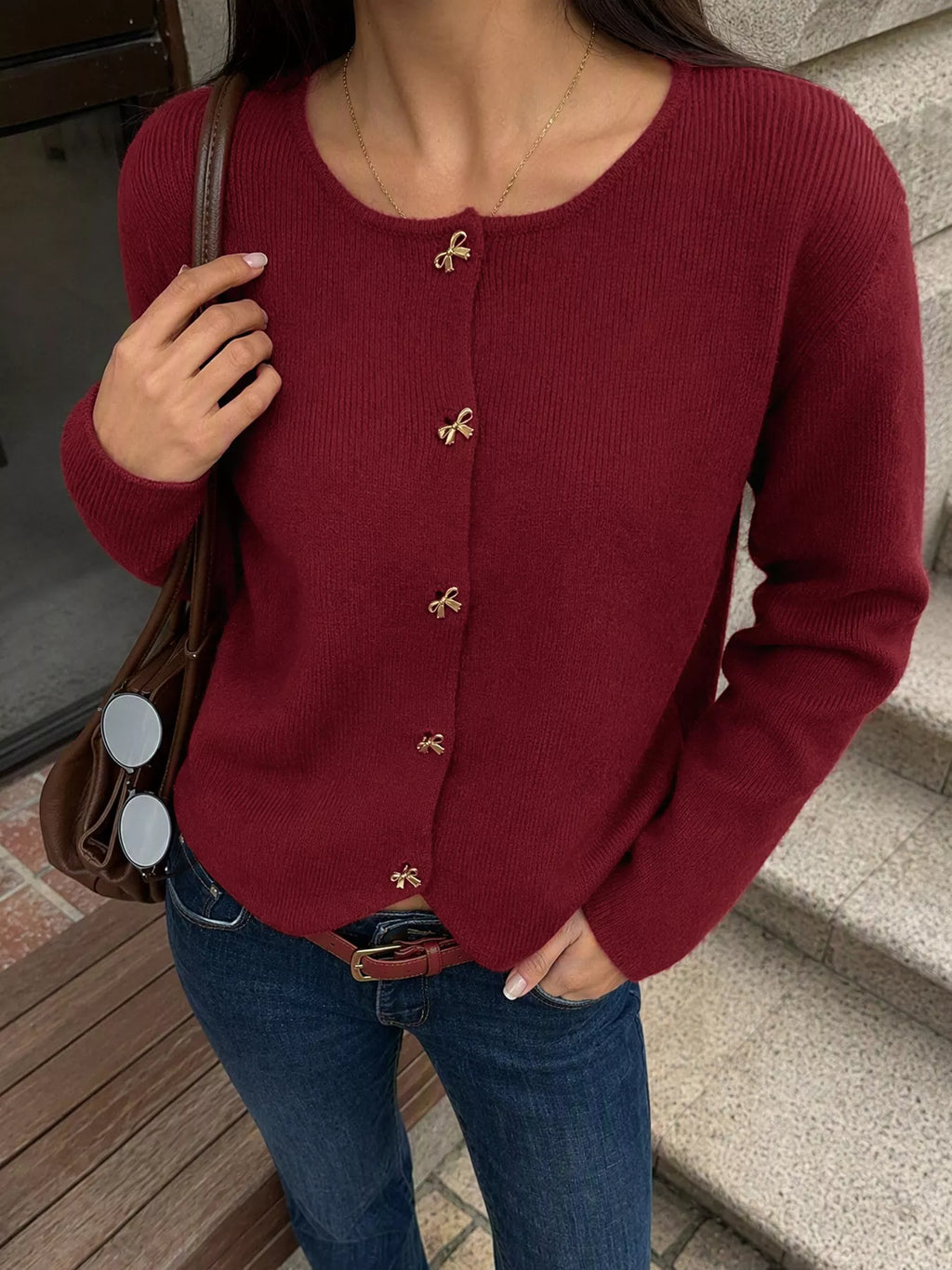 Bow Button Up Knit Cardigan | STAHlin RADIANCE