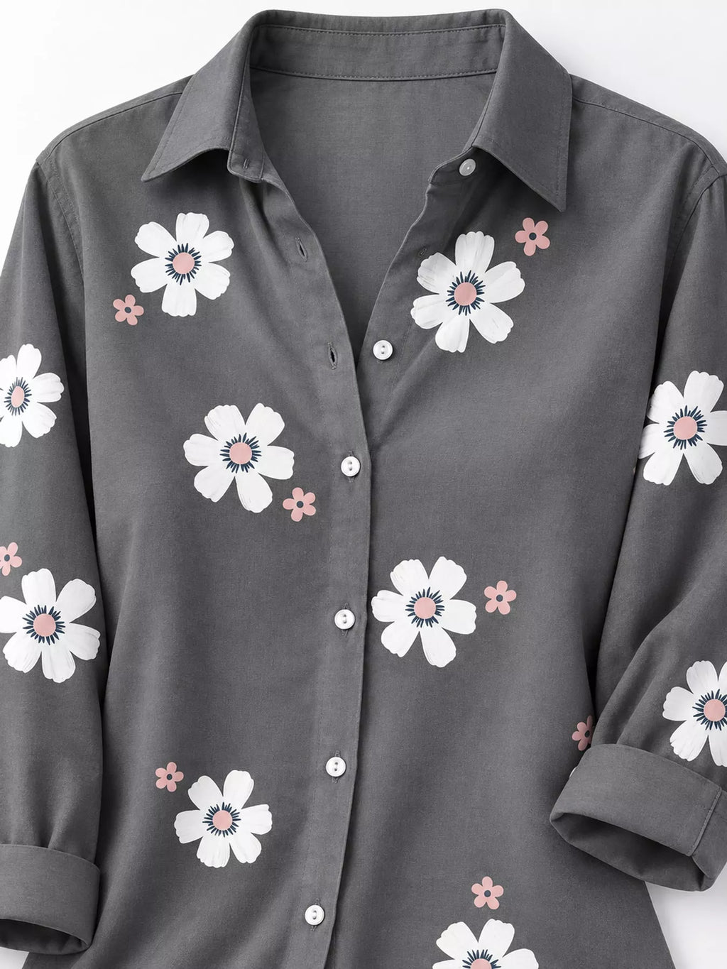 Full Size Floral Print Button-Down Casual Shirt Plus Size | STAHlin RADIANCE