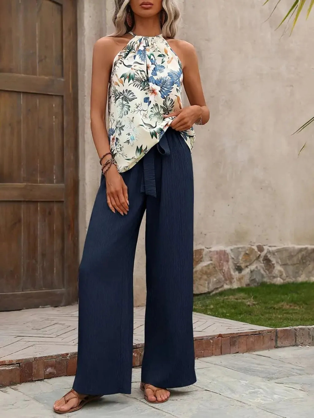 Printed Tank Top and Wide Leg Pants Set | STAHlin RADIANCE