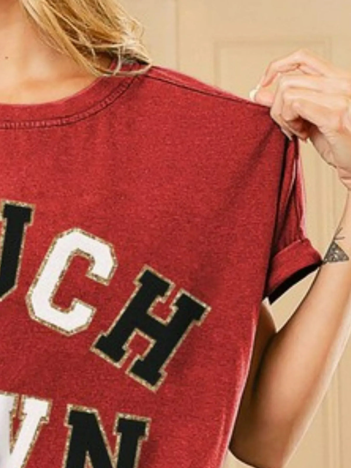 BiBi Touchdown Letter Loose Fit Vintage Washed Top | STAHlin RADIANCE