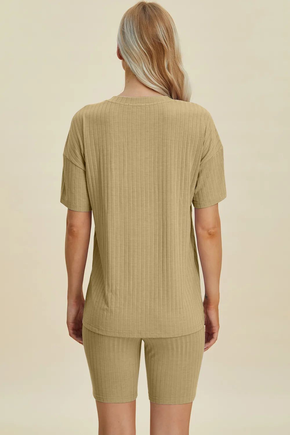 Basic Bae Full Size Ribbed V-Neck Short Sleeve Top and Shorts Set | STAHlin RADIANCE