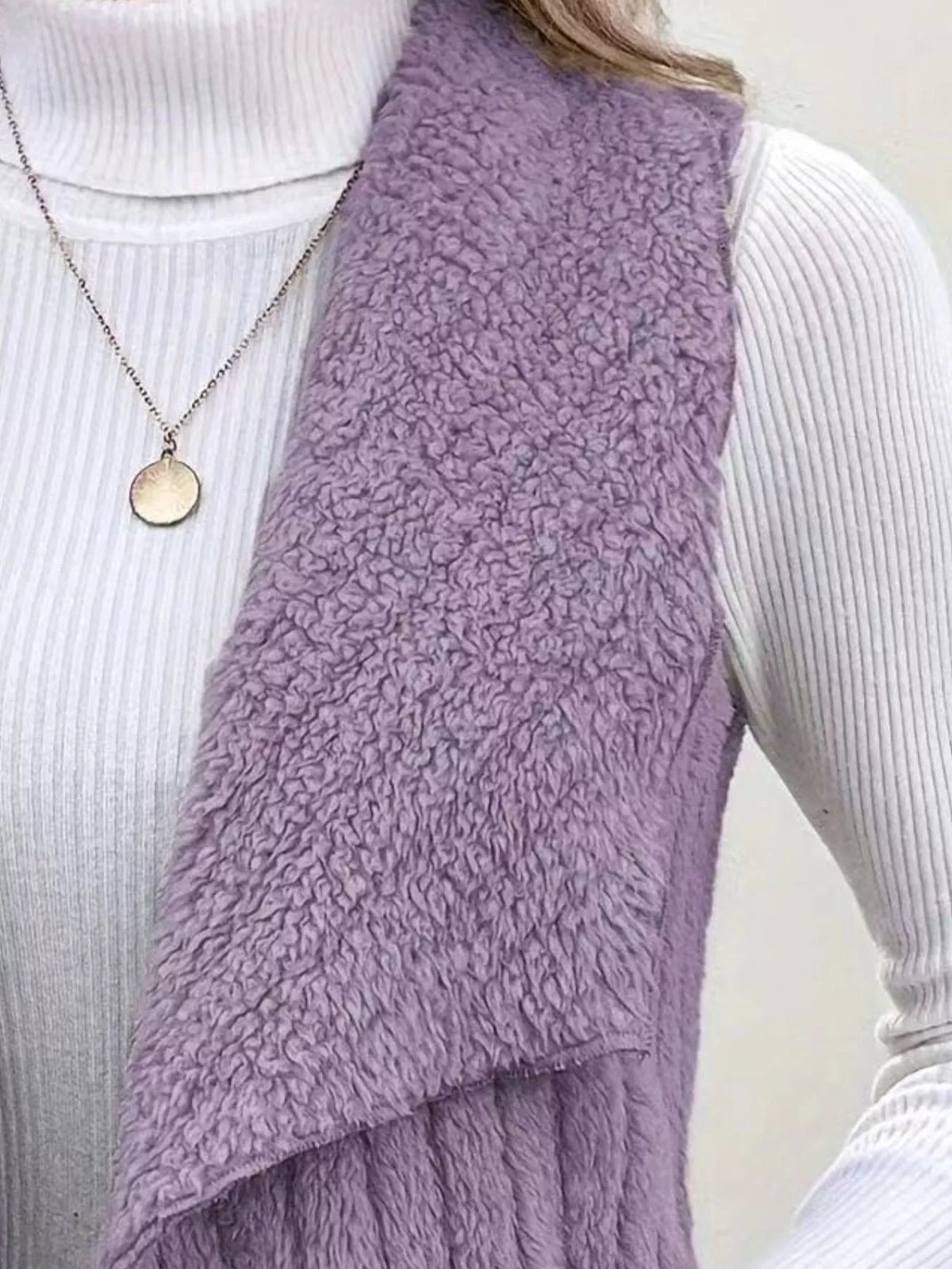 Cozy Fleece Open Front Vest Coat | STAHlin RADIANCE