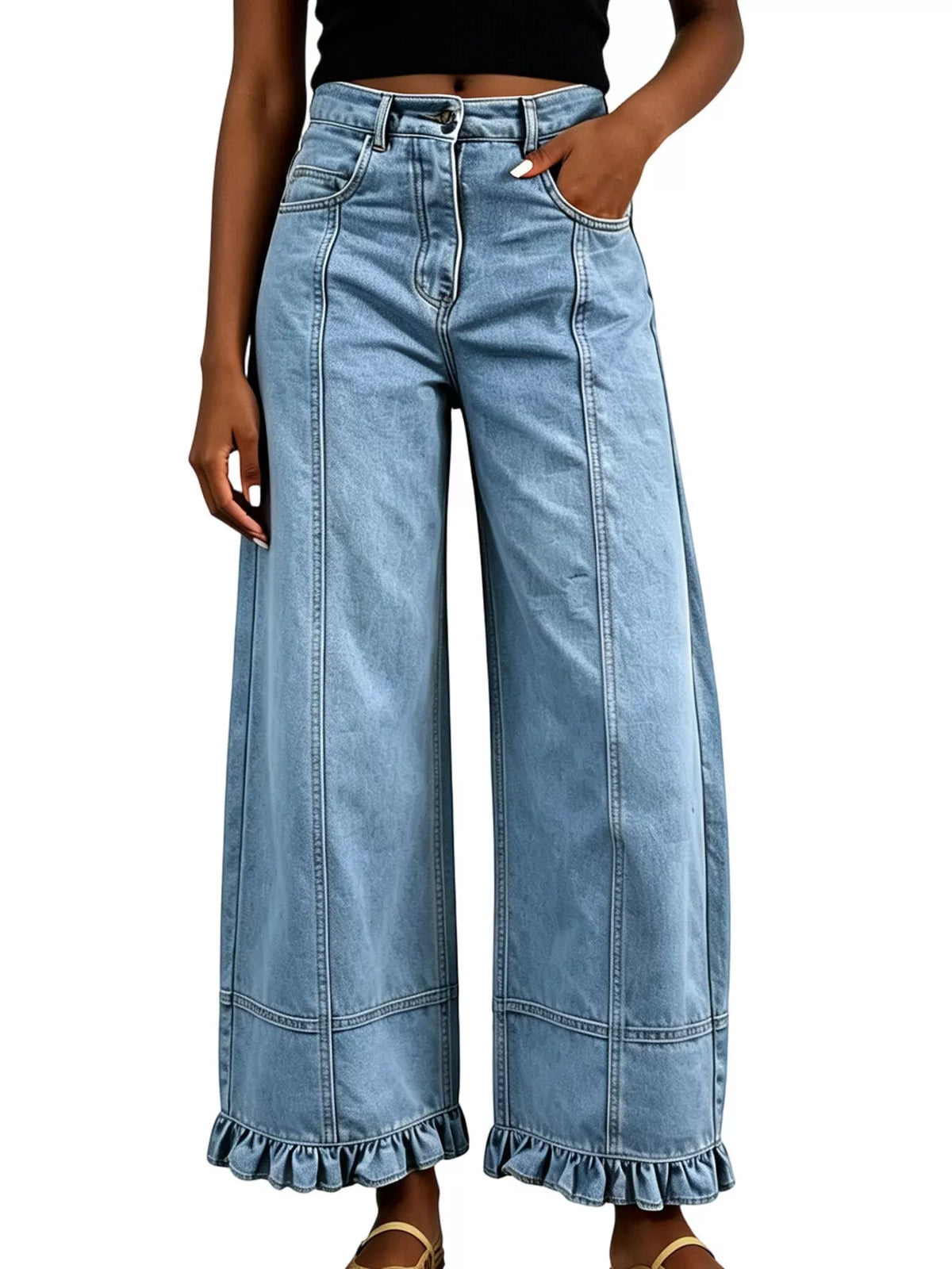 The Nova Ruffle Hem Wide-Leg Jeans | STAHlin RADIANCE