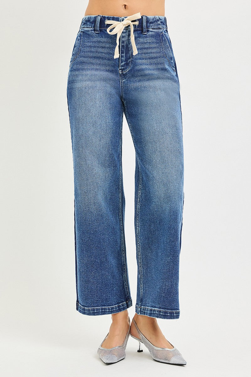 RISEN Elastic Band High Rise Cropped Wide Jeans | STAHlin RADIANCE