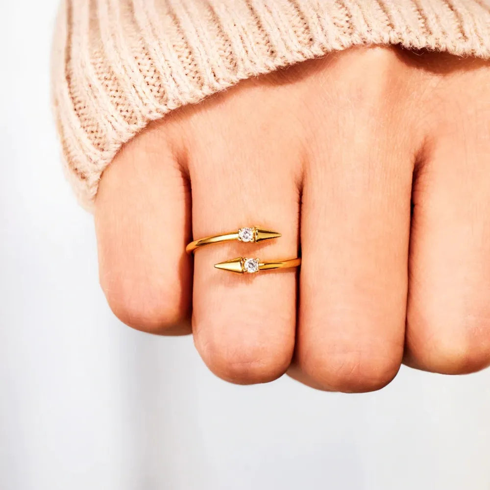 925 Sterling Silver Inlaid Zircon Bypass Ring | STAHlin RADIANCE